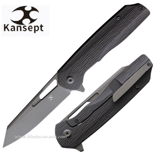 Kansept Shard Flipper Framelock Knife, CPM S35VN, Titanium Vertical Woodgrain, K1006 Vertical